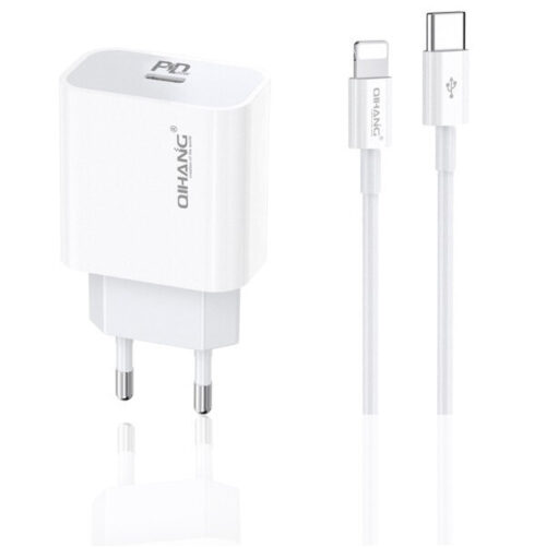 QIHANG Φορτιστής 20W με Θύρα USB-C & Καλώδιο Lightning Λευκός, Z61