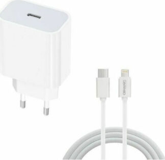 QIHANG Φορτιστής 20W με Θύρα USB-C & Καλώδιο Lightning Λευκός, Z61