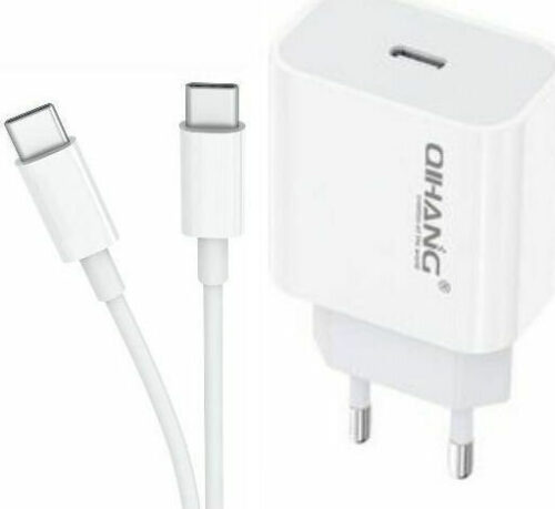 QIHANG Φορτιστής 20W με Θύρα USB-C & Καλώδιο USB-C, Λευκός