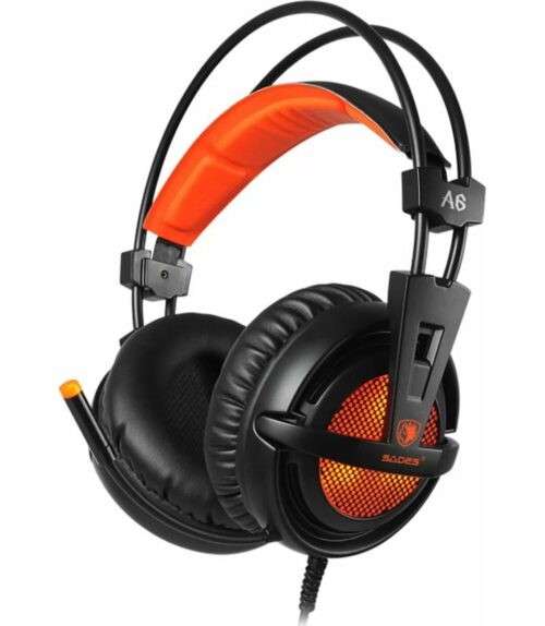 SADES Gaming Headset A6 Over Ear USB, LED Πορτοκαλί