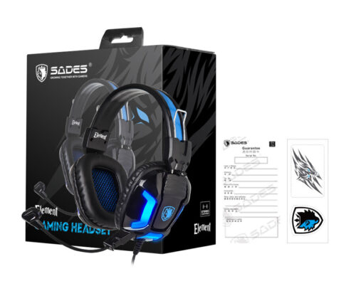 Sades Gaming Headset Element Blue Led 3.5Mm 40Mm Ακουστικά