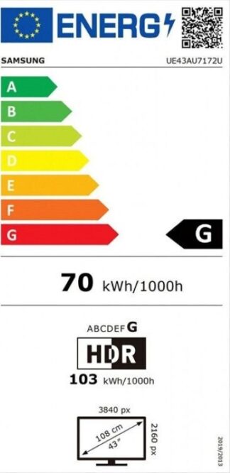 Samsung Smart Τηλεόραση LED 4K UHD UE43AU7172 HDR 43"
