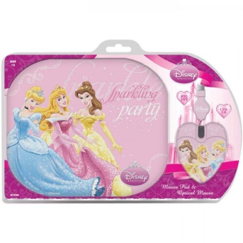 Σετ Mini Οπτικό Ποντίκι Και Mousepad Με Μοτίβο Princess 1000 Dpi