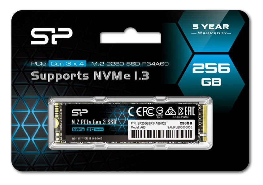 Silicon Power SSD PCIe Gen3x4 P34A60 M.2 2280 256GB 2.200-1.600MB/s