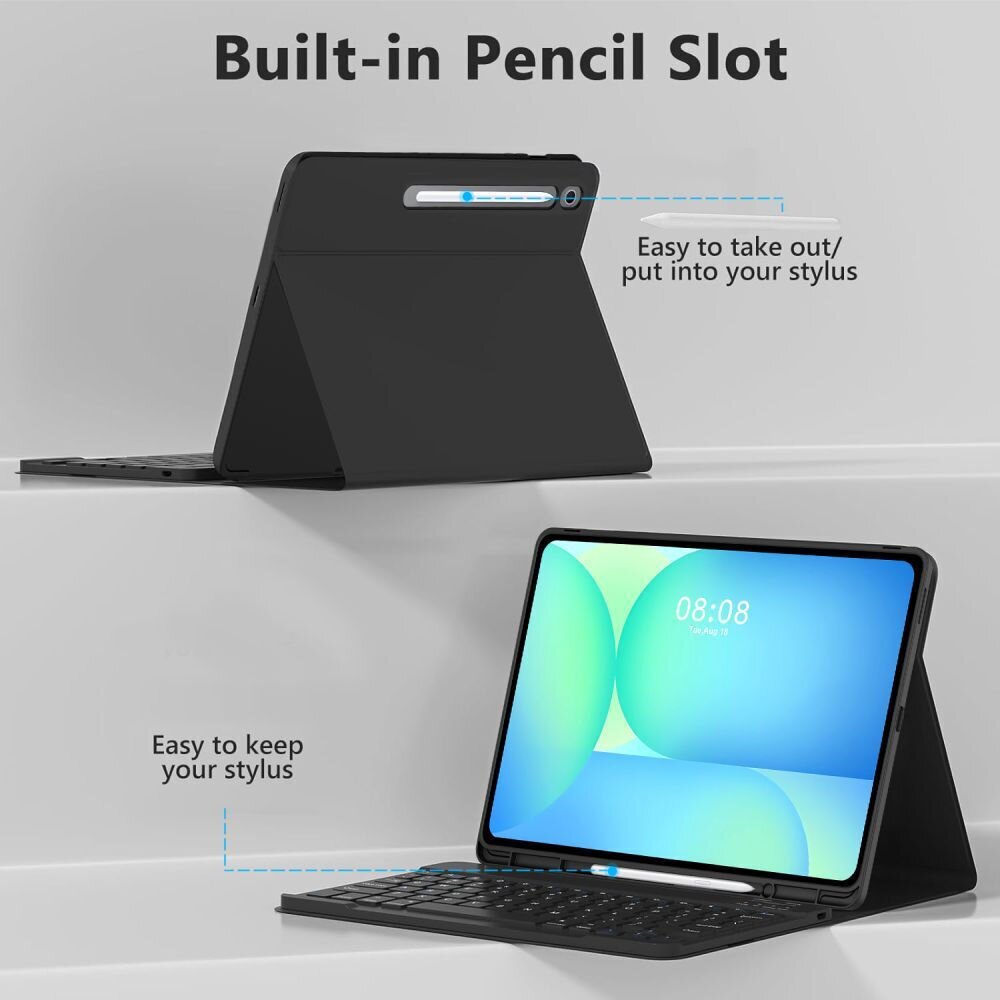 Tech-Protect Flip Cover με Πληκτρολόγιο Μαύρη (Galaxy Tab S10 FE+ Plus X620/X626B)