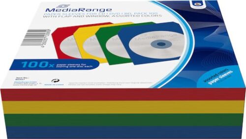 Θήκες Χάρτινες Για CD/DVD 100 Τεμάχια Χρωματιστές