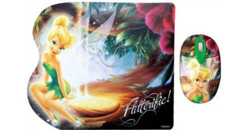 TinkerBell Σετ mini οπτικό ποντίκι και mousepad με μοτίβο "FAIRIES", 1000 dpi.
