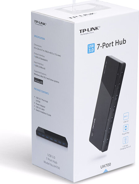 TP-LINK USB 3.0 Hub 7 Θυρών με σύνδεση USB-A και Εξωτερική Παροχή Ρεύματος