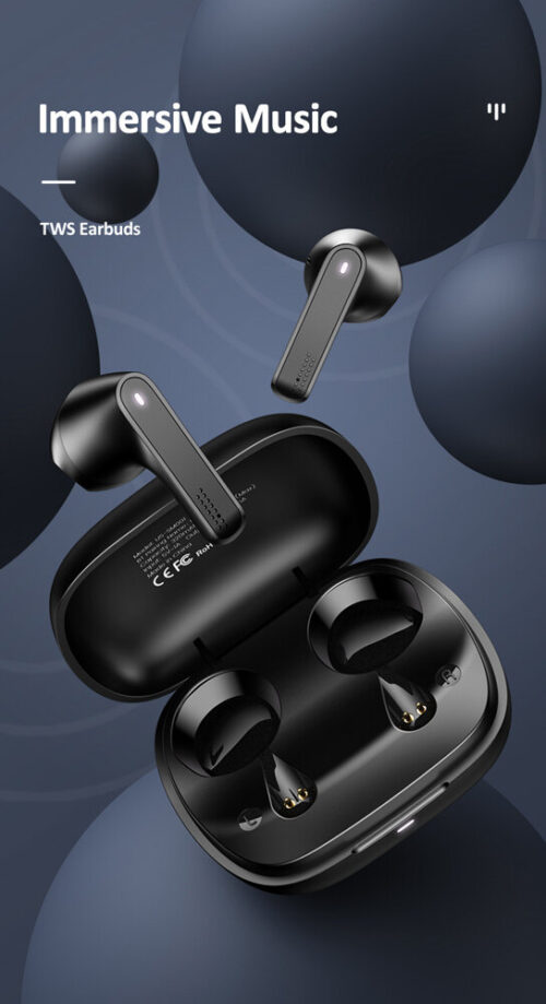 USAMS earbuds US-SM001 με θήκη φόρτισης True Wireless μαύρα