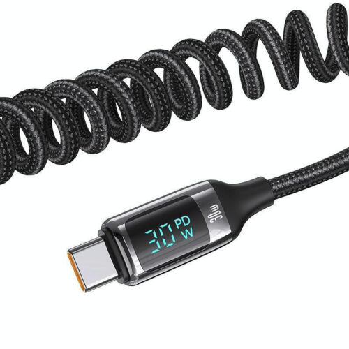 USAMS φορτιστής αυτοκινήτου C37 με καλώδιο USB/USB-C 60W 1.2m μαύρος