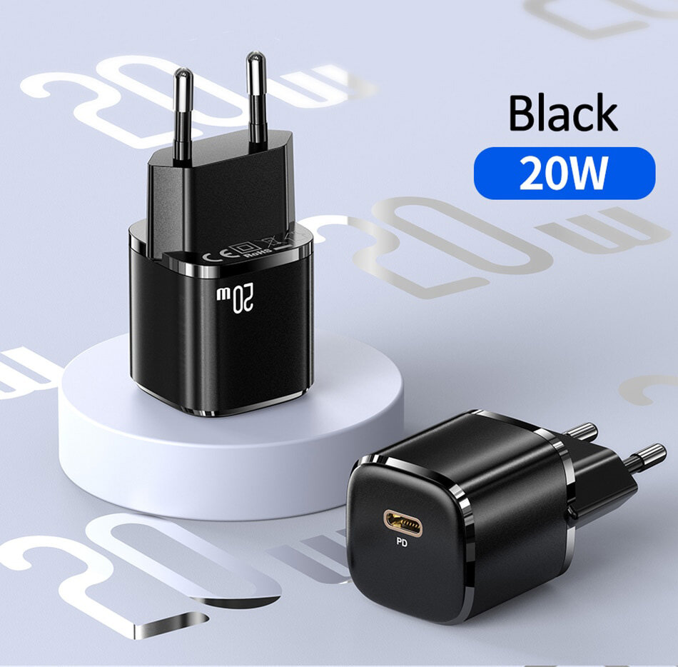 USAMS φορτιστής τοίχου US-CC124 USB Τype-C 20W μαύρος