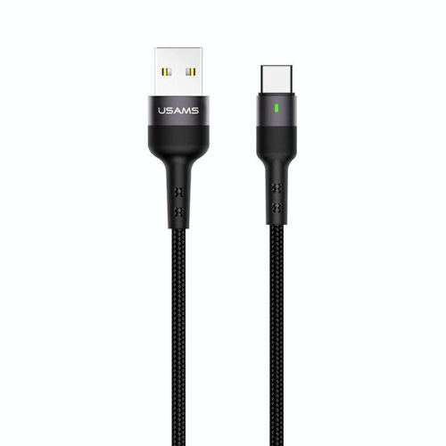 USAMS καλώδιο Braided LED USB 2.0 USB-C male σε USB-A male U26 Fast Charging 3A 1m μαύρο