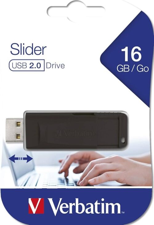 Usb 2.0 Flash Disk 16GB Black Verbatim Slider #98696