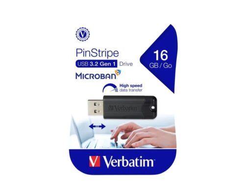 Verbatim Slider USB 3.0 Drive 16GB BLACK Pinstripe 49316