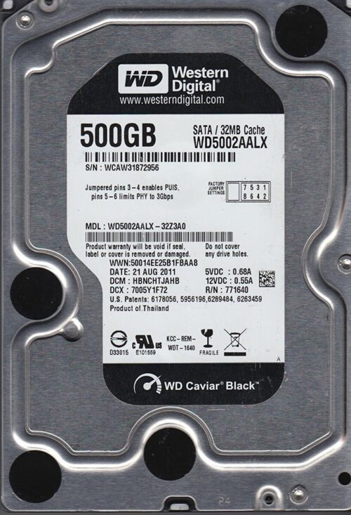 Western Digital HDD Caviar Black 500GB / SATA3 / 3.5'' / 7200RPM / 32MB