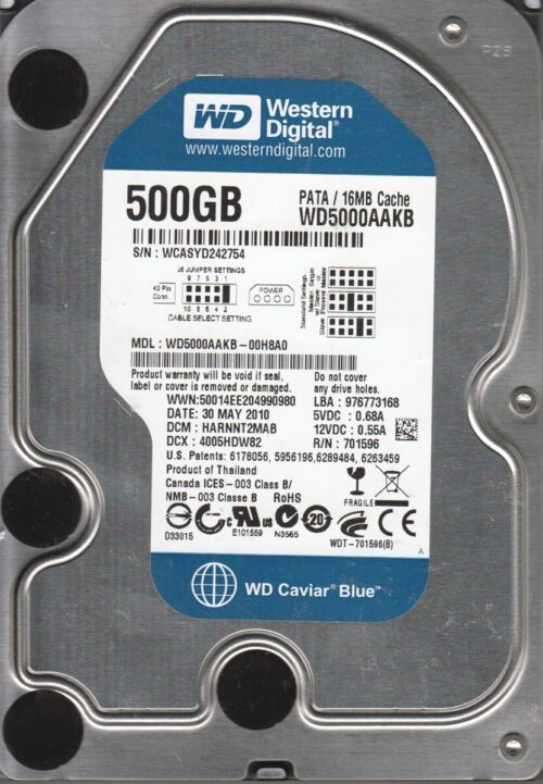 Western Digital HDD CAVIAR BLUE 500GB/8,9MS/3,5''/7200/U100/1