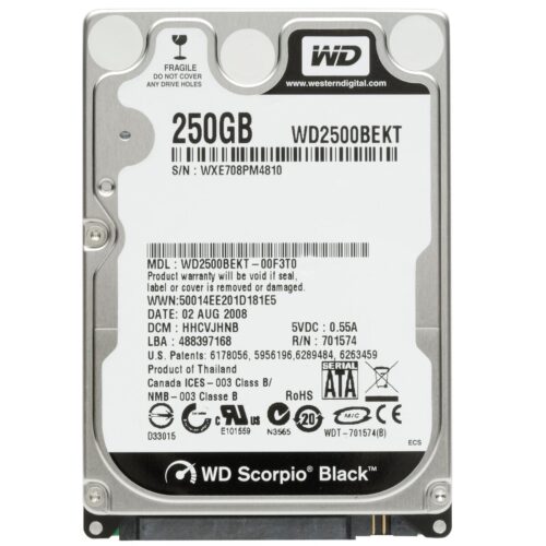 Western Digital Hdd Scorpio Black 250Gb 2.5'' 7200 Rpm Sata Ii