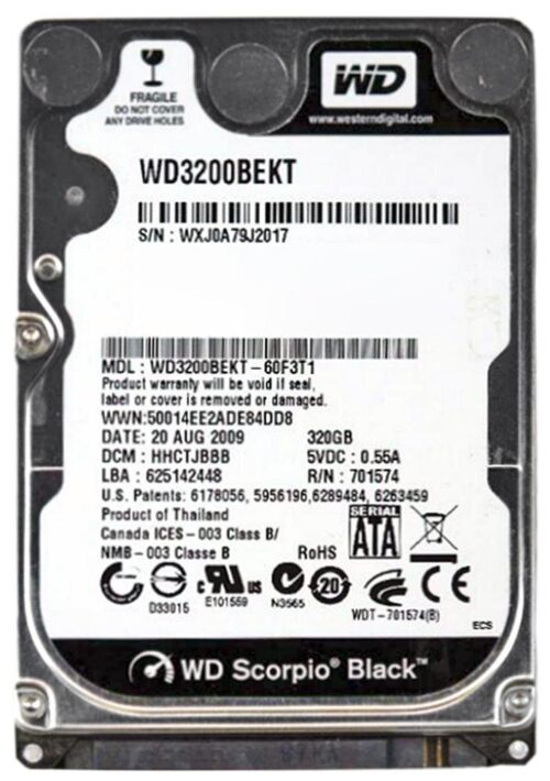 Western Digital Hdd Scorpio Black 320gb/2,5''/7200rpm/SataII