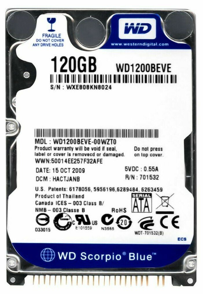 Western Digital Hdd Scorpio Blue 120Gb/25''/5400Rpm/Ata/8Mb Cache