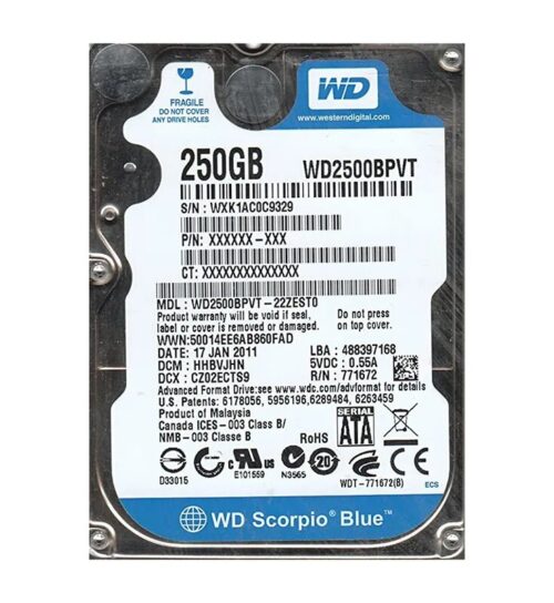 Western Digital Hdd Scorpio Blue 250Gb 2.5'' 5400Rpm Sataii 8Mb Cache