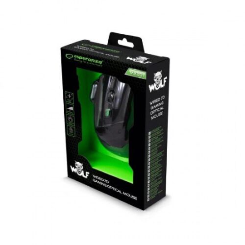 Wolf Gaming Mouse Ενσύρματο Μαύρο/Πράσινο 7 Keys 2400Dpi