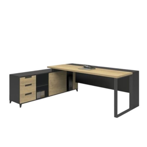 Woodwell Project Γραφείο Με Αναστρέψιμη Γωνία 180x70x75cm Απόχρωση Sonoma - Γκρι