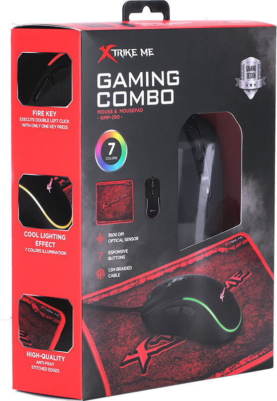 Xtrike Me Gaming Ποντίκι με Mousepad Μαύρο